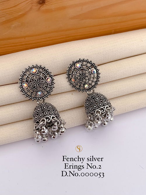 Designer Fancy Navaratri Special Silver Earrings 4 Wholesale Online
